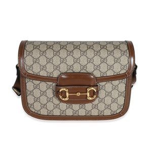 Gucci GG Supreme & Brown Leather 1955 Horsebit Shoulder Bag